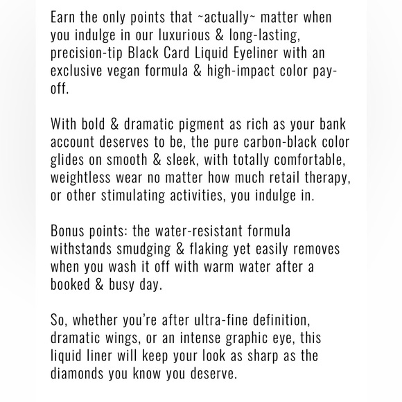 BLACK CARD LIQUID EYELINER
ULTRA-BLACK WATERPROOF LINER - Picture 4 of 8